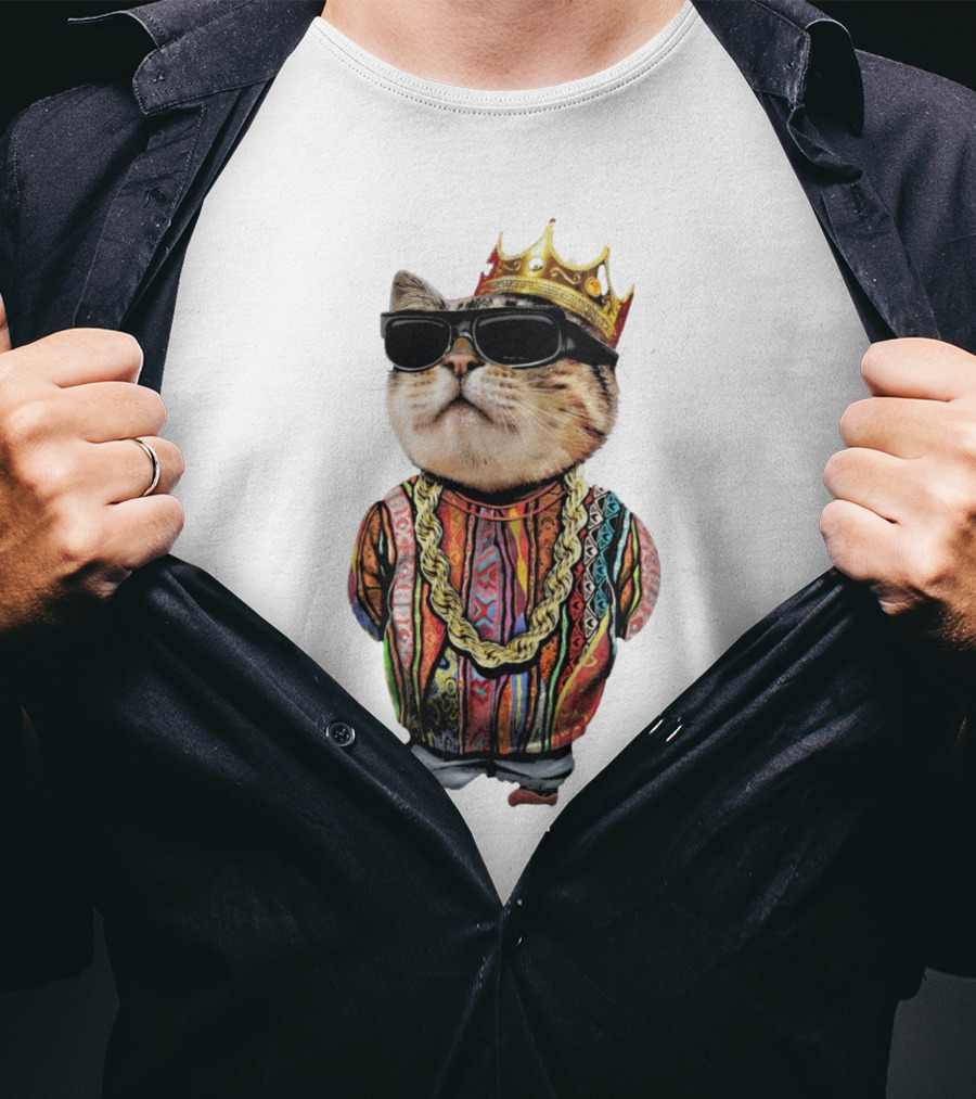 Big Paw Paw Cat With Crown And Shades T-Shirt
