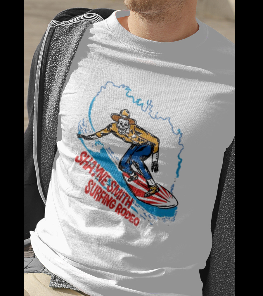 Shayne Smith Surfing Rodeo Cowboy Surfer On Wave T-Shirt