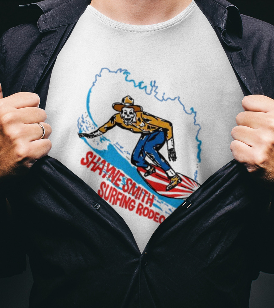 Shayne Smith Surfing Rodeo Cowboy Surfer On Wave T-Shirt