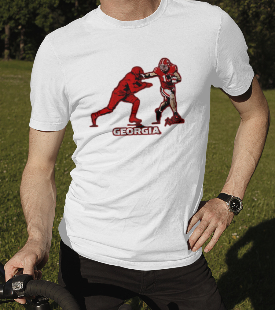Georgia Football Superstar Brock Bowers Action Pose T-Shirt