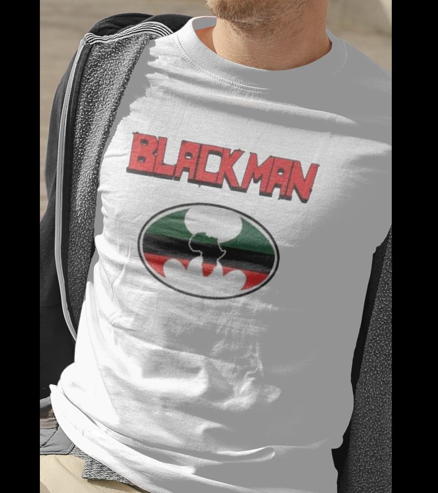 BLACKMAN African Continent Silhouette Red Black Green Oval T-Shirt