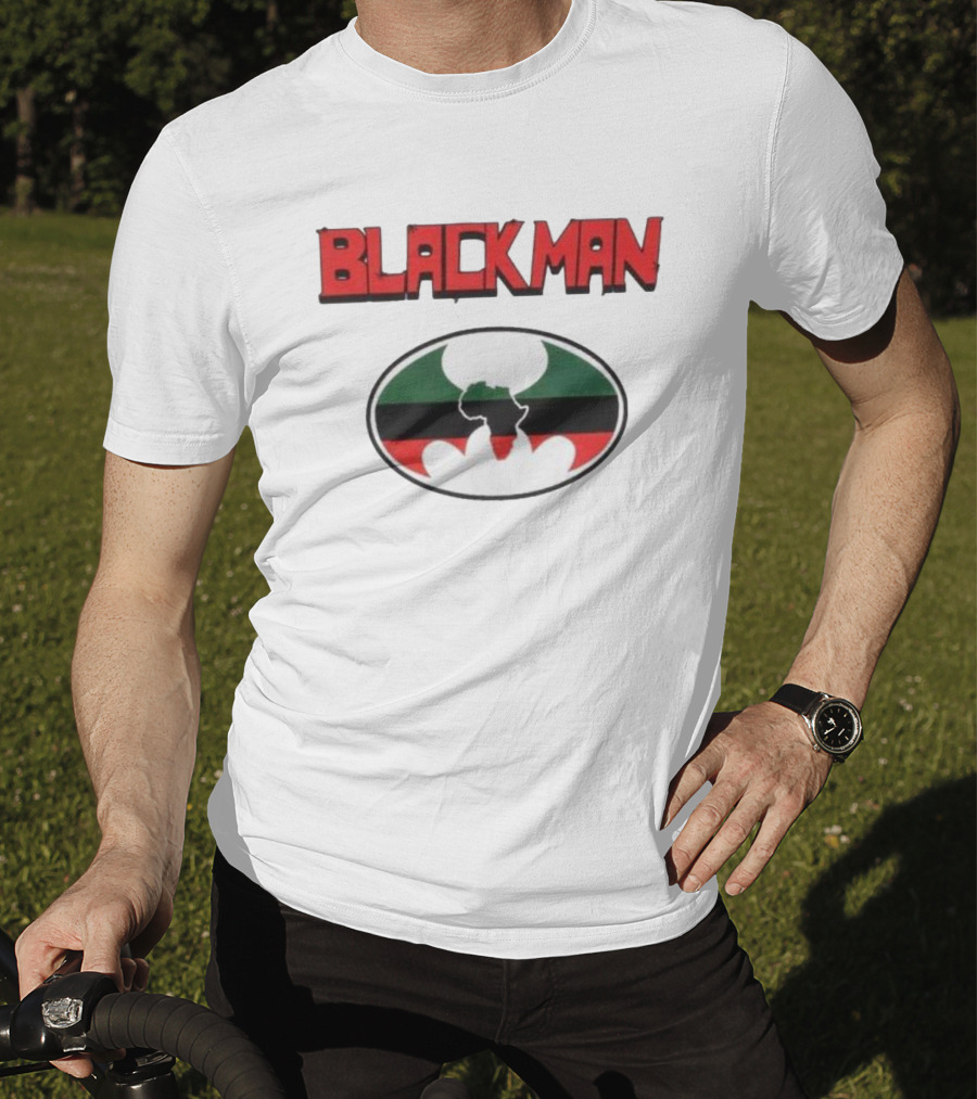 BLACKMAN African Continent Silhouette Red Black Green Oval T-Shirt