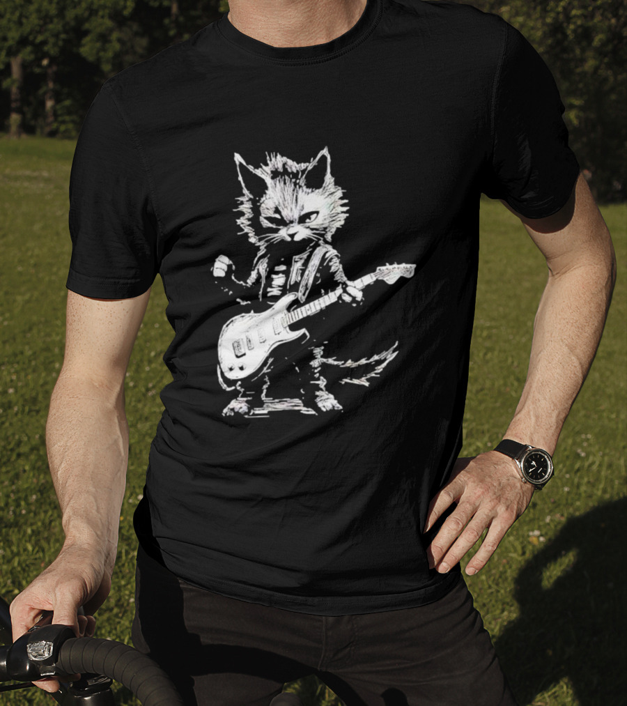 Guitar Cat Rock Kitty Playing Guitar Gifts For Her T-Shirt
