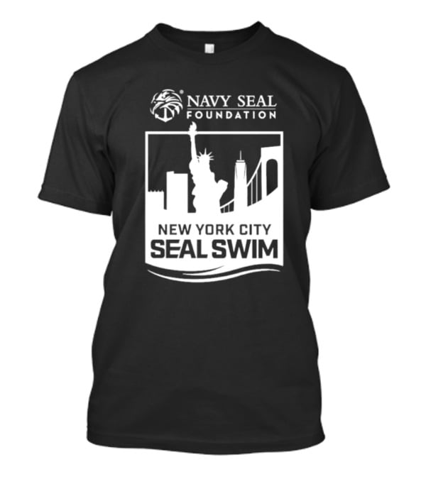 Navy Seal Foundation New York City Seal Swim Statue Liberty Skyline T-Shirt