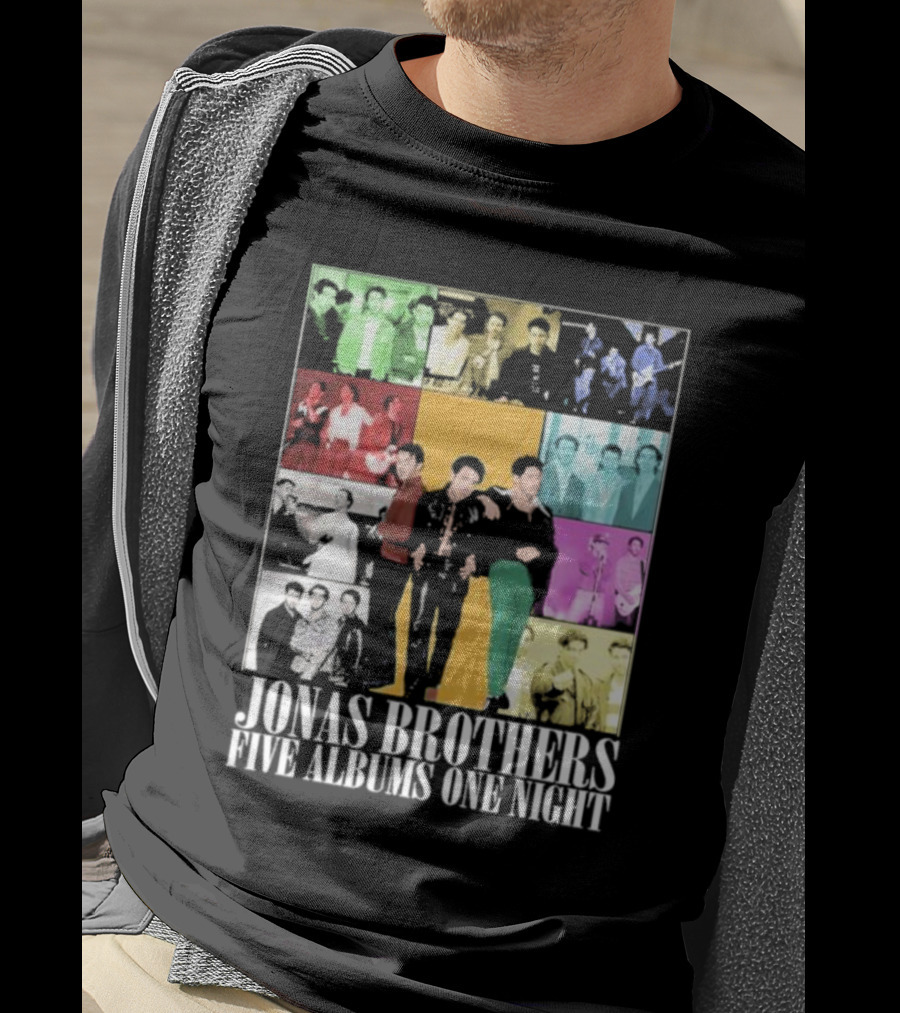 Jonas Brothers Five Albums One Night Multicolor Photo Collage T-Shirt