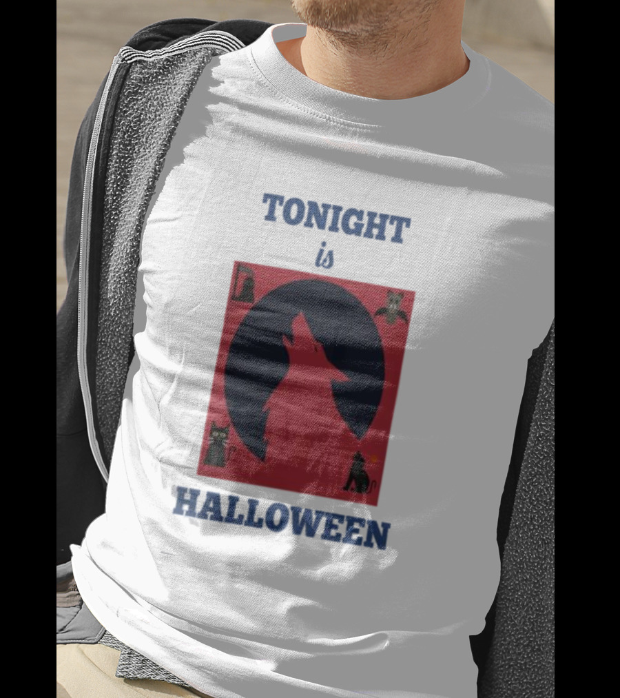 Tonight Is Halloween Dark Wolf Cats Bats Moon T-Shirt
