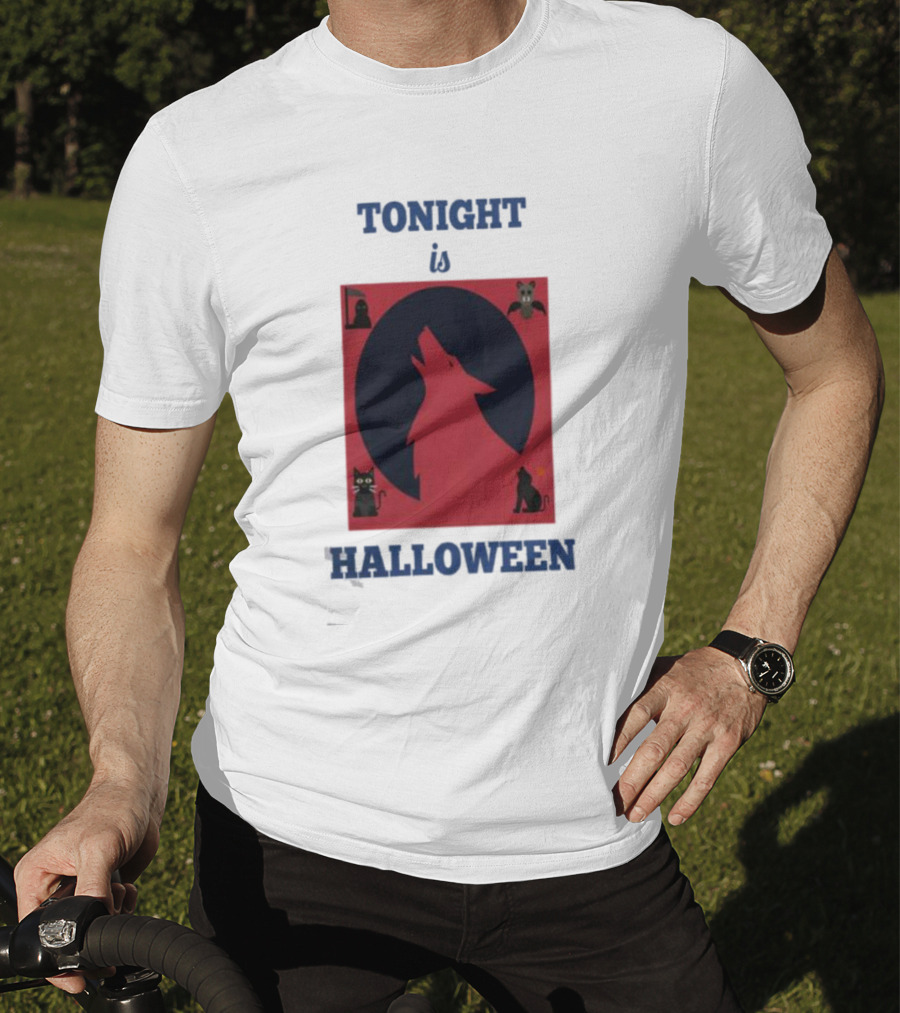 Tonight Is Halloween Dark Wolf Cats Bats Moon T-Shirt