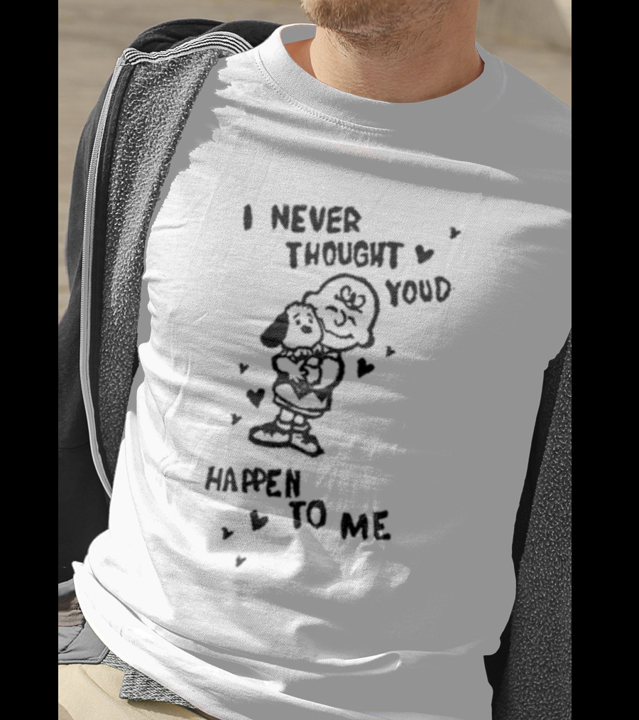 I Never Thought Youd Happen To Me Snoopy Charlie Hug Hearts T-Shirt