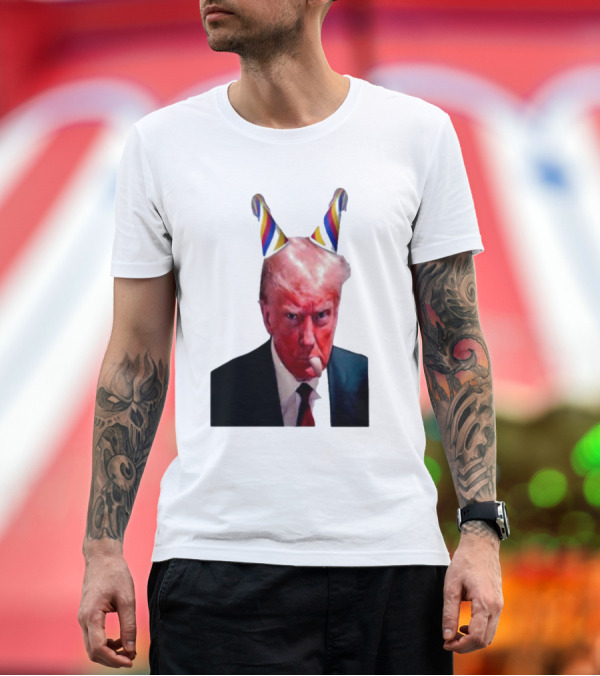 Premium T-Shirt: Donald Trump Birthday Meme with Party Hat and Serious Face T-Shirt Donald Trump Birthday Meme with Party Hat and Serious Face T-Shirt
