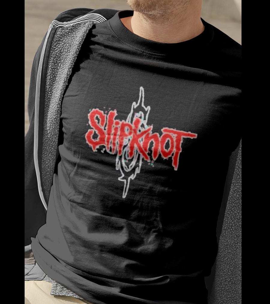 Slipknot Red Stylized Text With White Tribal T-Shirt