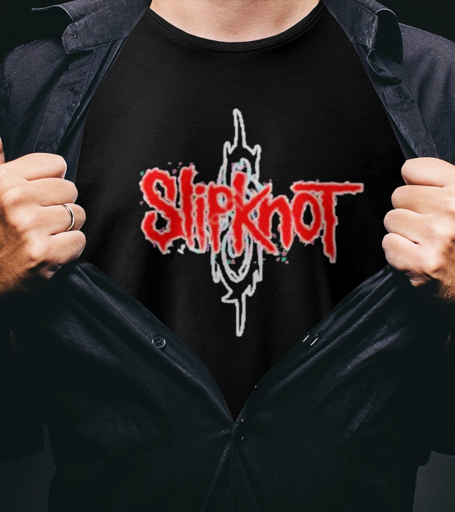 Slipknot Red Stylized Text With White Tribal T-Shirt