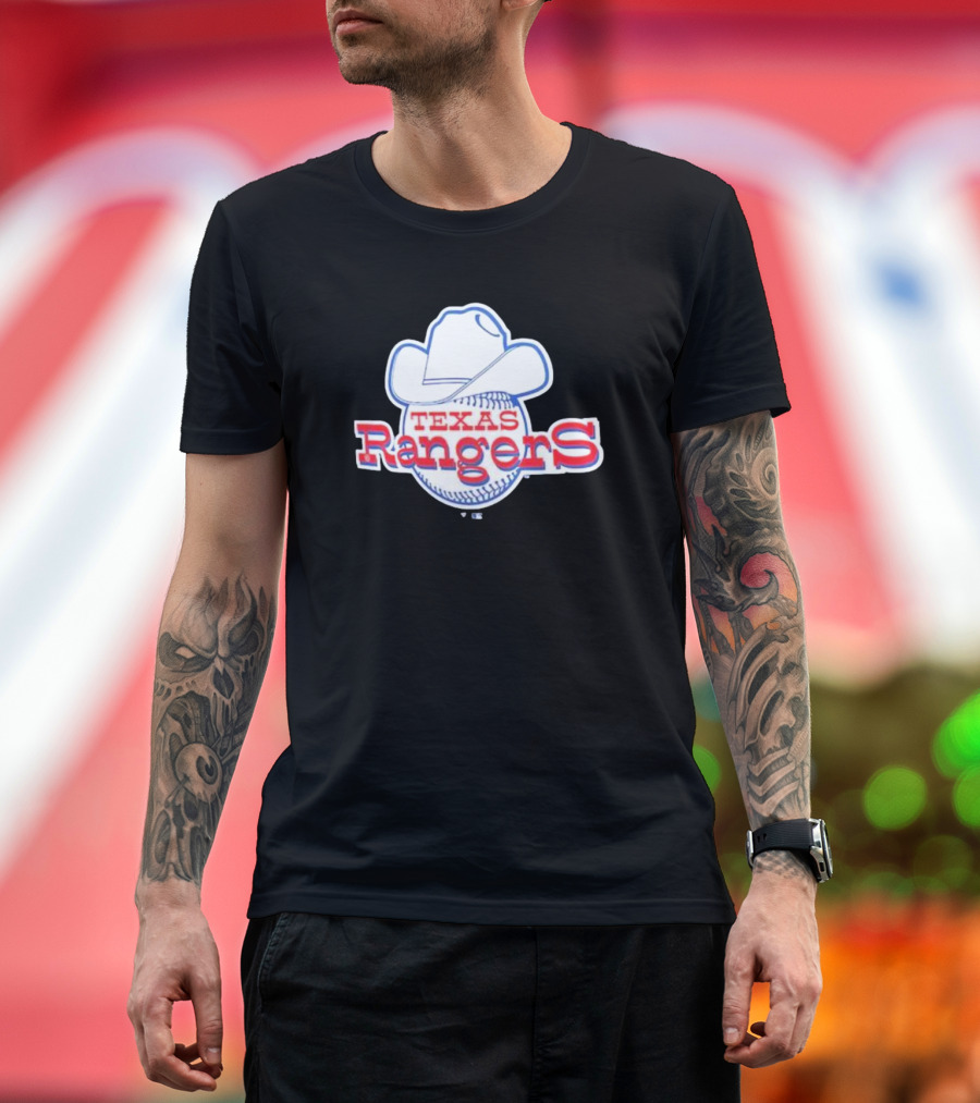 Texas Rangers Cooperstown Collection Cowboy Hat Baseball T-Shirt