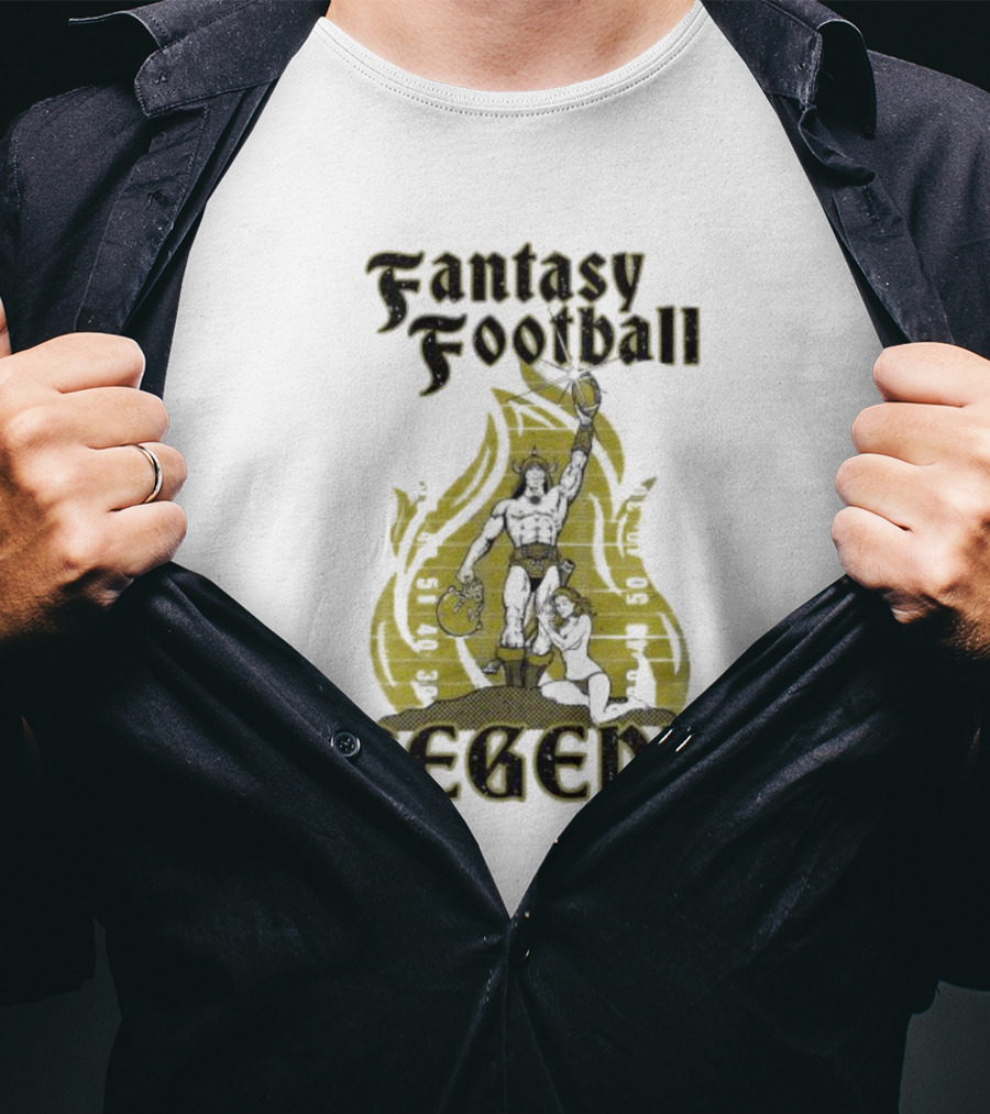 Fantasy Football Legend Viking Flame Background T-Shirt