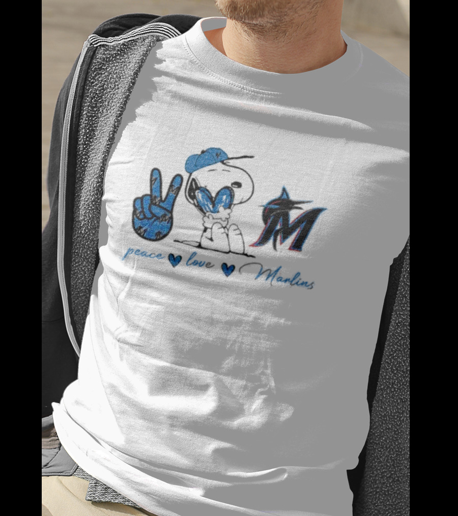Peace Love Miami Marlins Snoopy T-Shirt