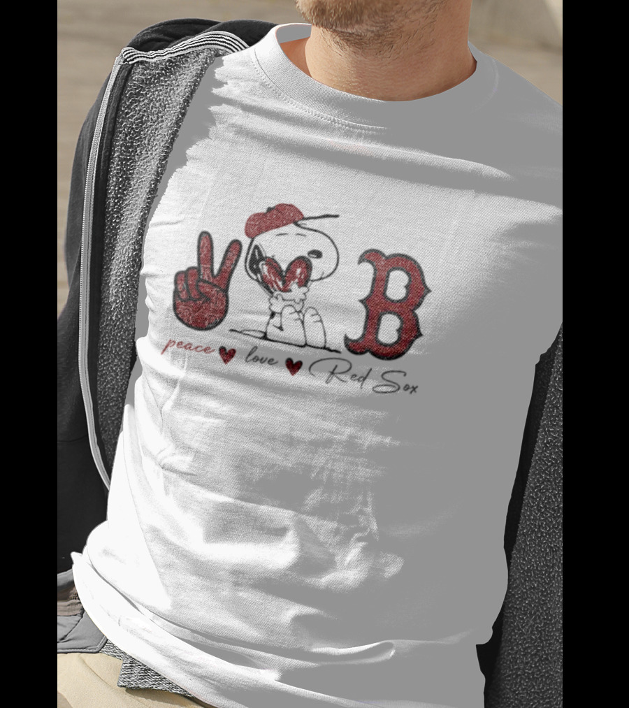 Peace Love Red Sox Snoopy Boston B T-Shirt