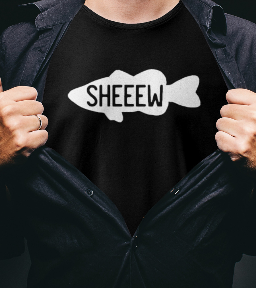 Sheeew Fishing Flair Bass Icon Black T-Shirt