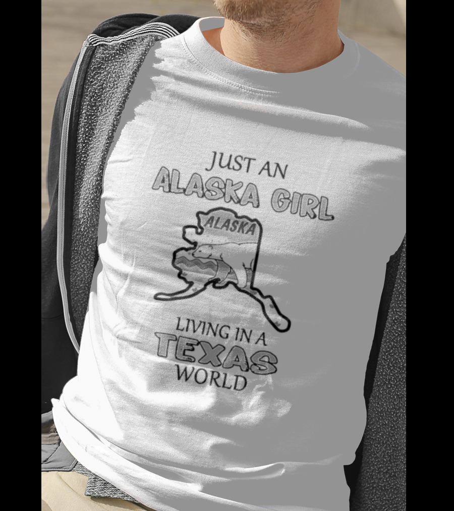 Just An Alaska Girl With Polar Bear In Texas World Map T-Shirt