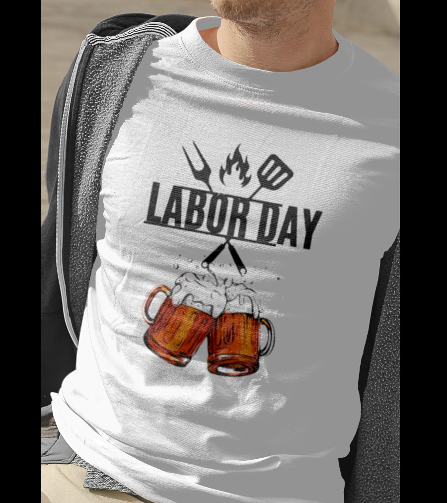 Labor Day BBQ Fire Beer Cheers T-Shirt