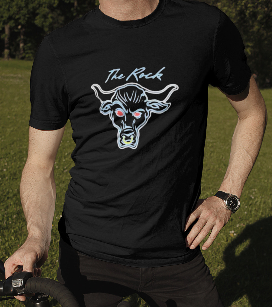 The Rock Neon Glow Bull Ripple Junction Black T-Shirt