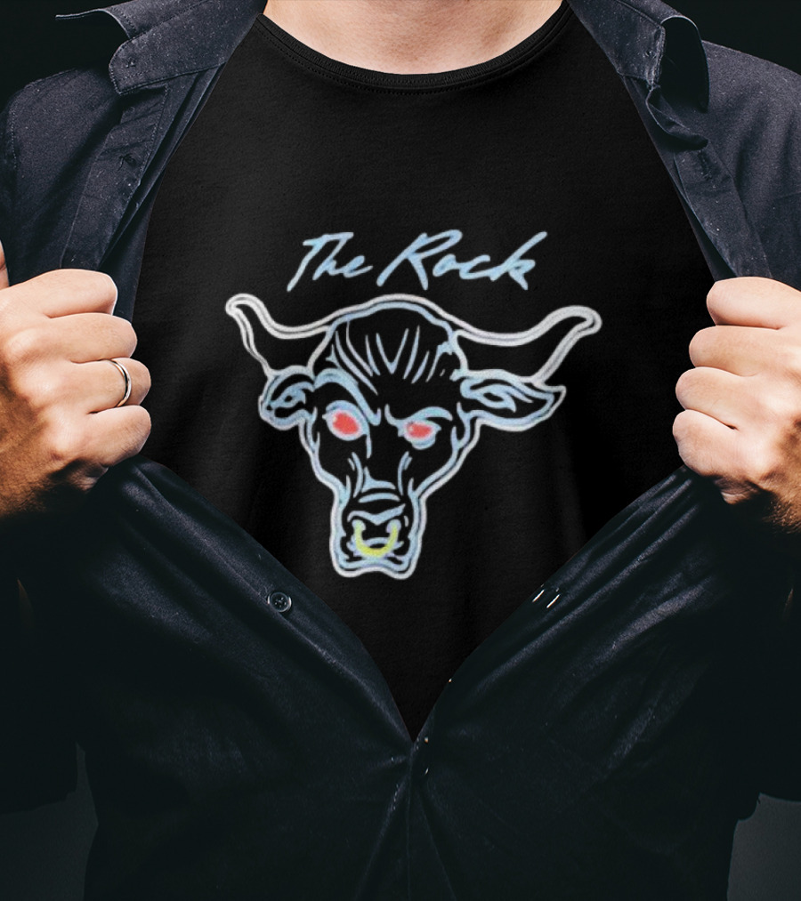The Rock Neon Glow Bull Ripple Junction Black T-Shirt