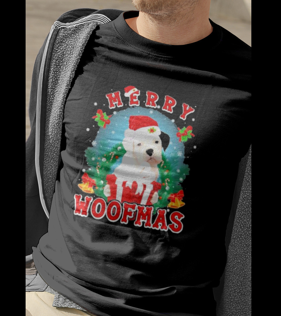 Boxer Puppy Merry Woofmas With Santa Hat And Gift T-Shirt