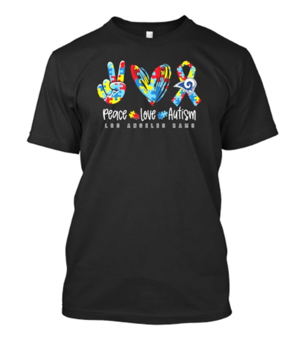 Peace Love Autism Los Angeles Rams Puzzle T-Shirt