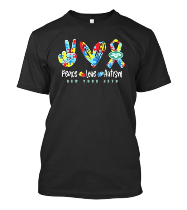 Peace Love Autism New York Jets NFL Puzzle T-Shirt