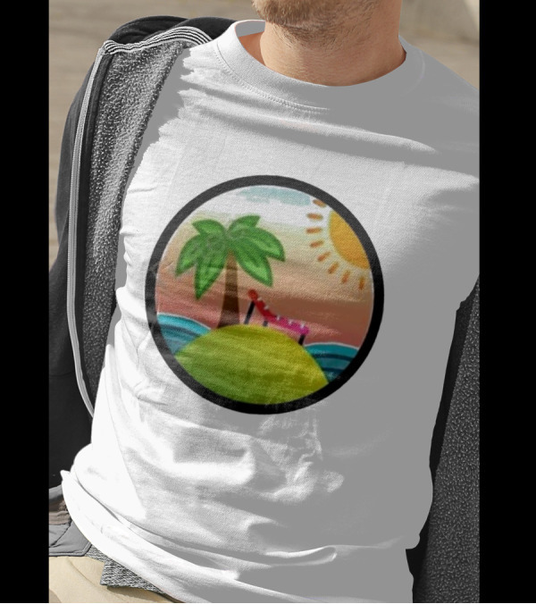 Tanstack Just Relax In Color Sunny Beach Island With Palm Tree And Lounge Chair T-Shirt