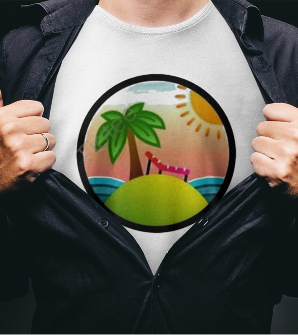 Tanstack Just Relax In Color Sunny Beach Island With Palm Tree And Lounge Chair T-Shirt