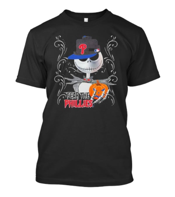 Fear The Phillies Jack Skellington Halloween Pumpkin🎃 T-Shirt