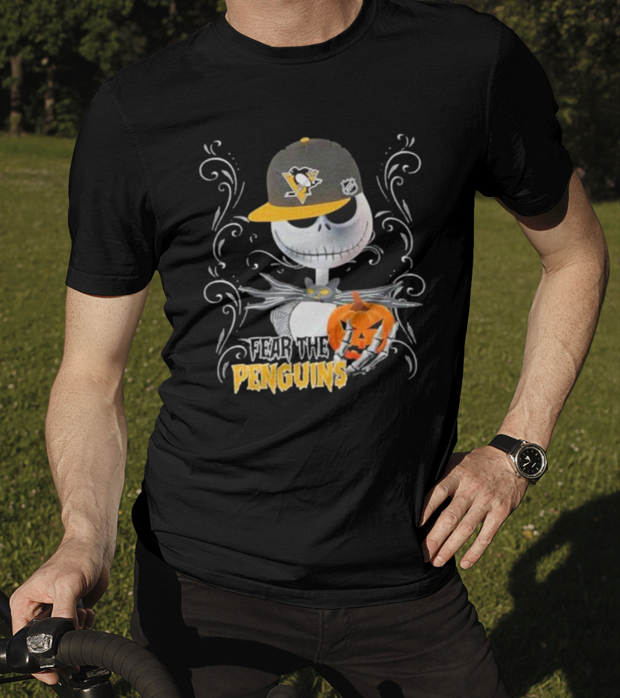 Jack Skellington Fear The Penguins Pittsburgh Halloween Pumpkin T-Shirt