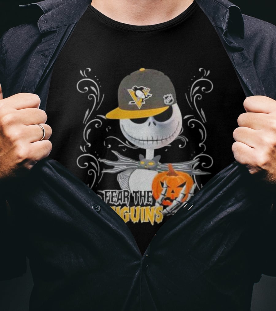 Jack Skellington Fear The Penguins Pittsburgh Halloween Pumpkin T-Shirt