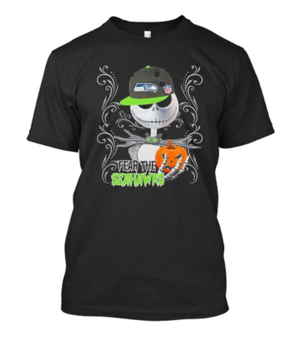 Jack Skellington Pumpkin Halloween Fear The Seattle Seahawks T-Shirt