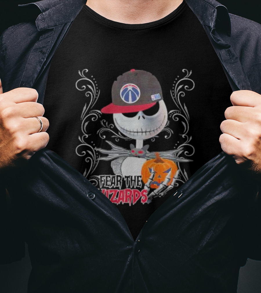 Jack Skellington Fear The Wizards Pumpkin Halloween Washington Basketball T-Shirt