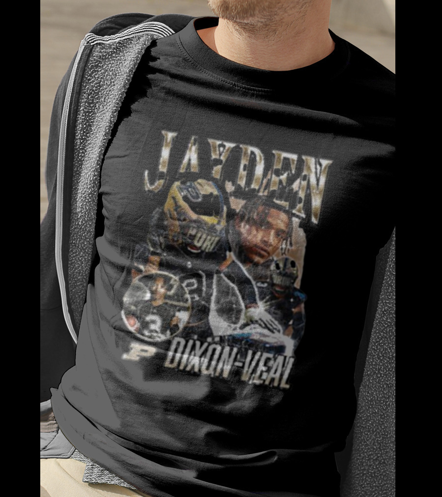 Jayden Dixon-Veal Purdue Boilermakers Football Player Portrait Montage T-Shirt