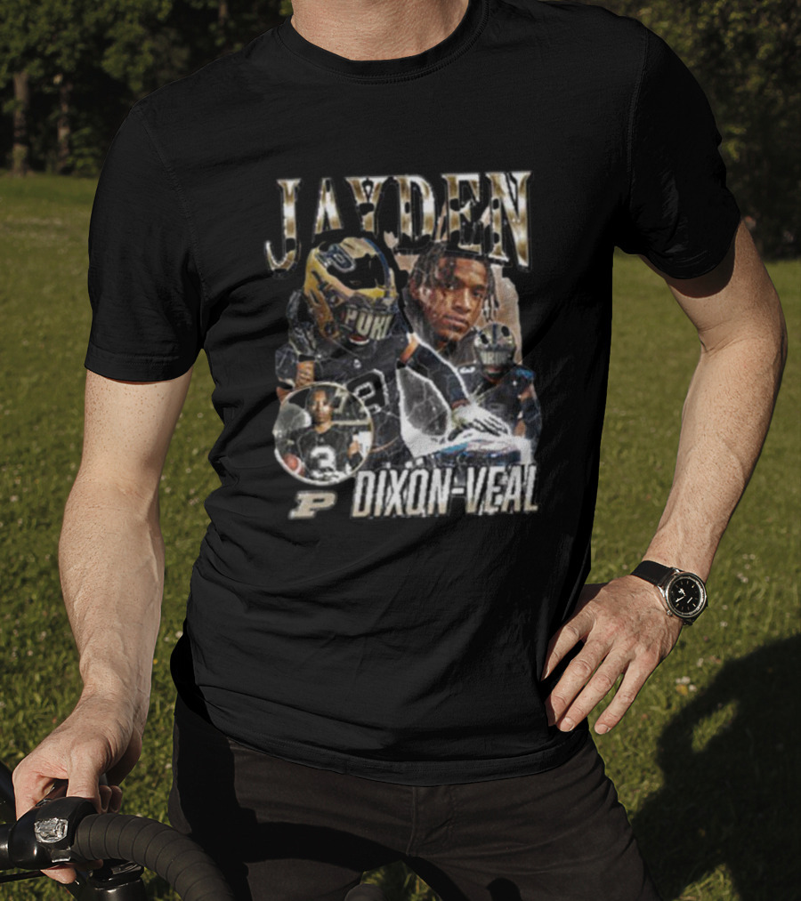 Jayden Dixon-Veal Purdue Boilermakers Football Player Portrait Montage T-Shirt