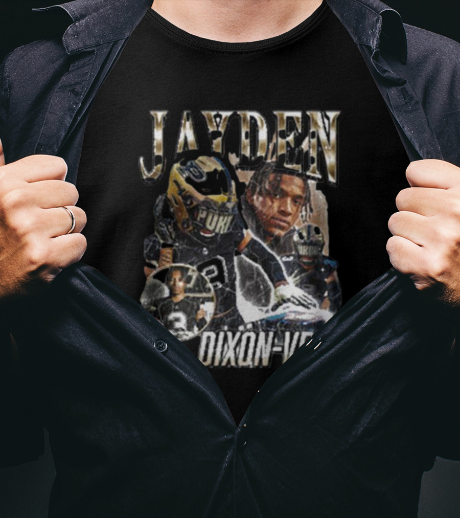 Jayden Dixon-Veal Purdue Boilermakers Football Player Portrait Montage T-Shirt