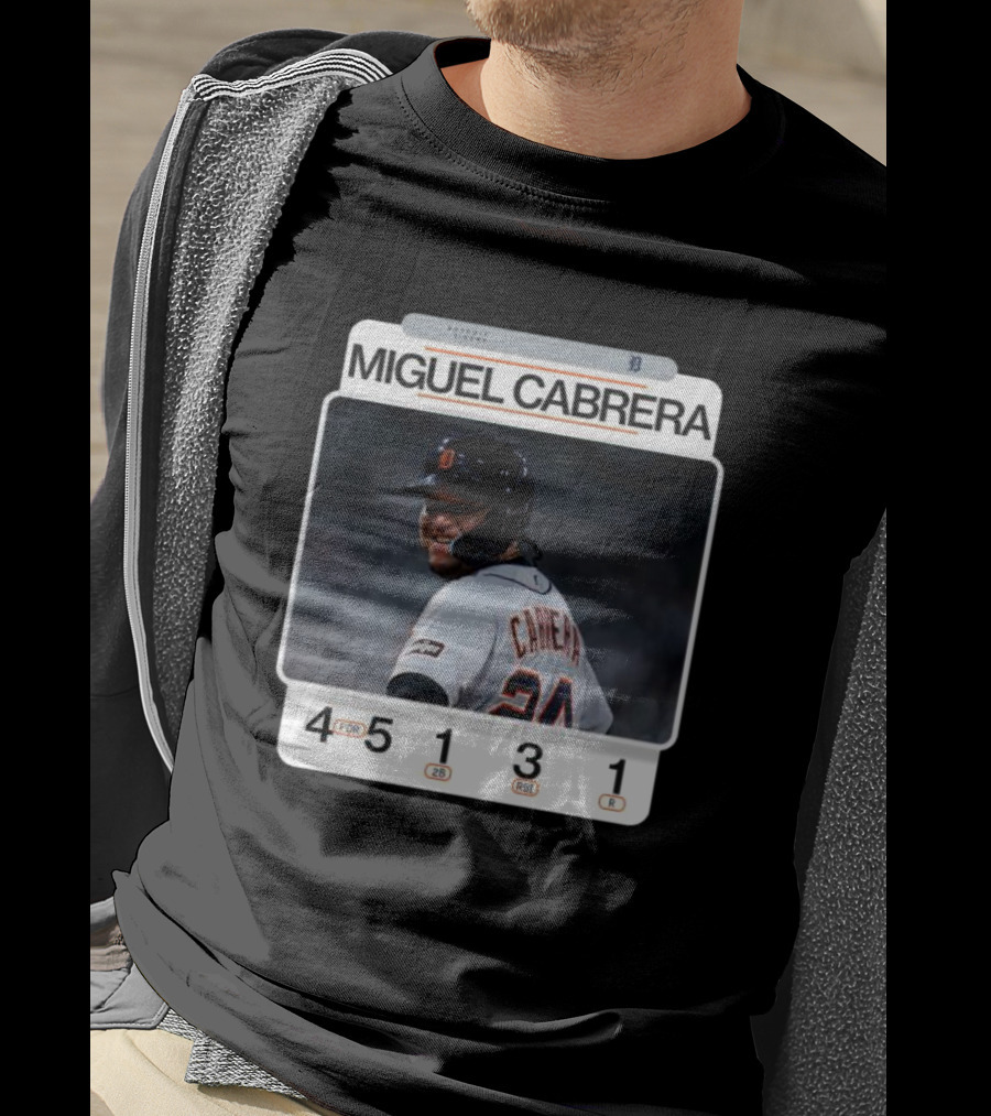 Miguel Cabrera 49th Career 4-Hit Game Detroit Tigers 24 Baseball Statistics T-Shirt