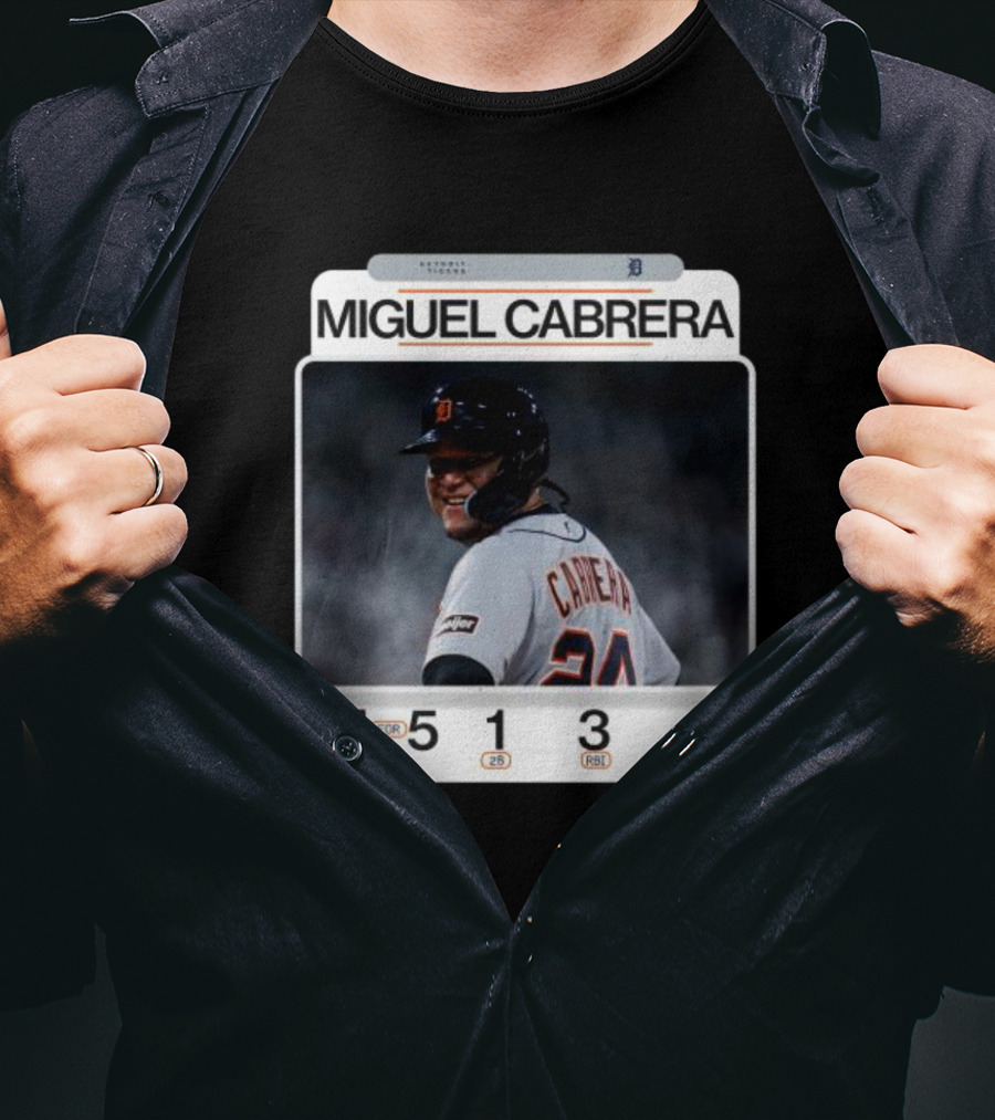 Miguel Cabrera 49th Career 4-Hit Game Detroit Tigers 24 Baseball Statistics T-Shirt