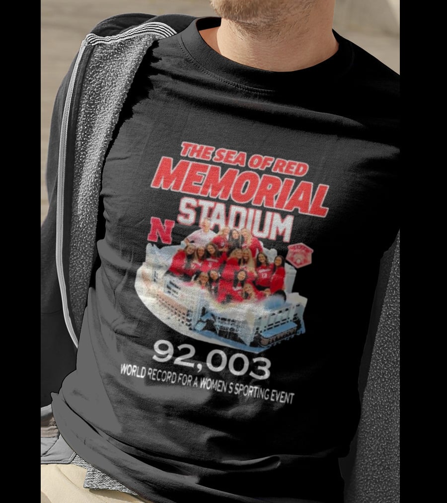The Sea Of Red Memorial Stadium Nebraska Volleyball 92,003 World Record For A Women's Sporting Event T-Shirt