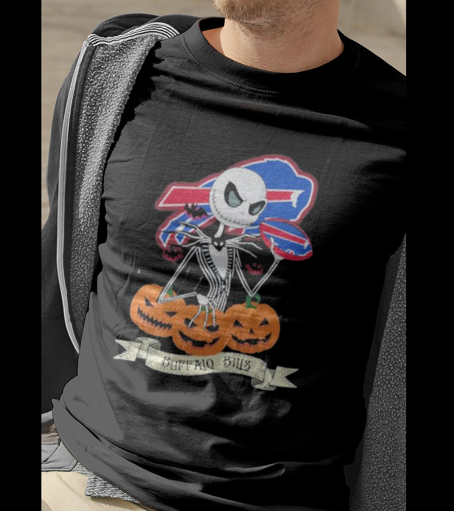 Buffalo Bills Jack Skellington NFL Football Halloween Pumpkins T-Shirt