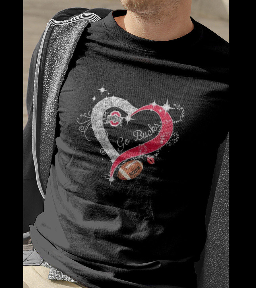 Ohio State Buckeyes Heart Go Bucks Football Diamond T-Shirt