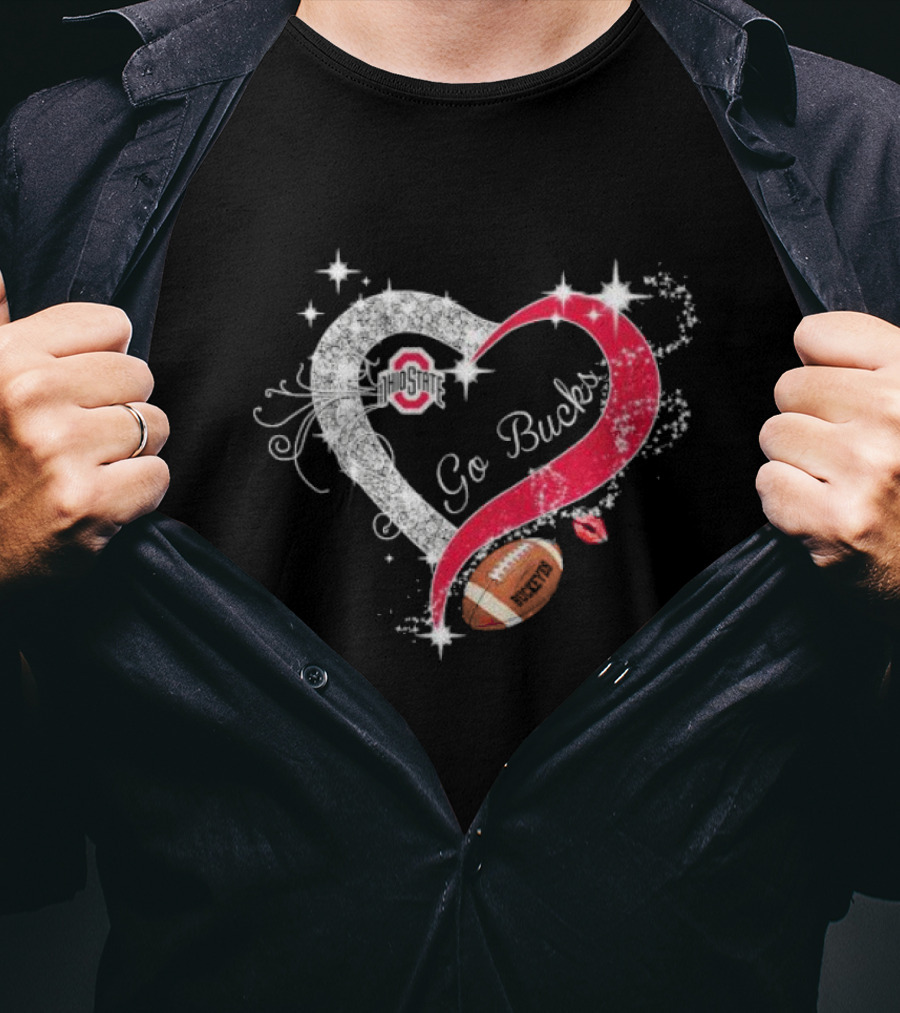 Ohio State Buckeyes Heart Go Bucks Football Diamond T-Shirt