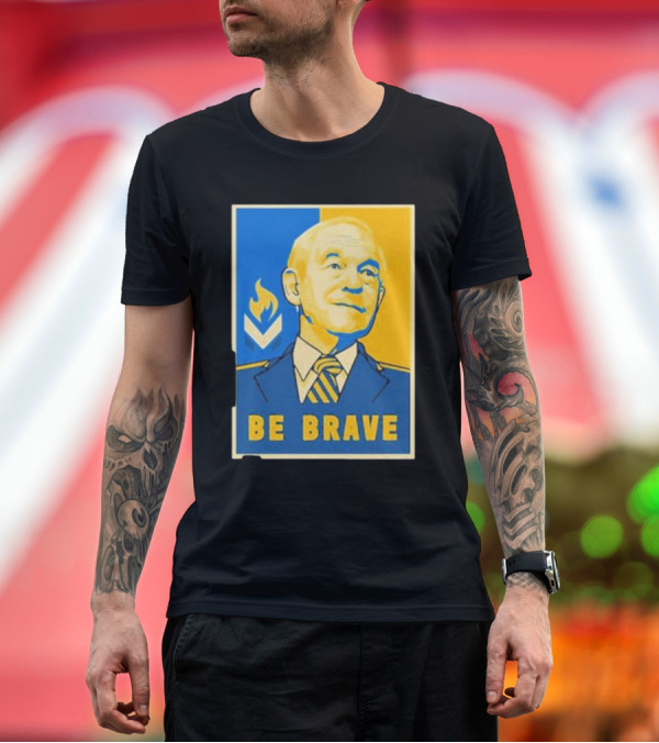 Premium T-Shirt: Ron Paul Be Brave Inspirational Blue and Yellow T-Shirt Ron Paul Be Brave Inspirational Blue and Yellow T-Shirt