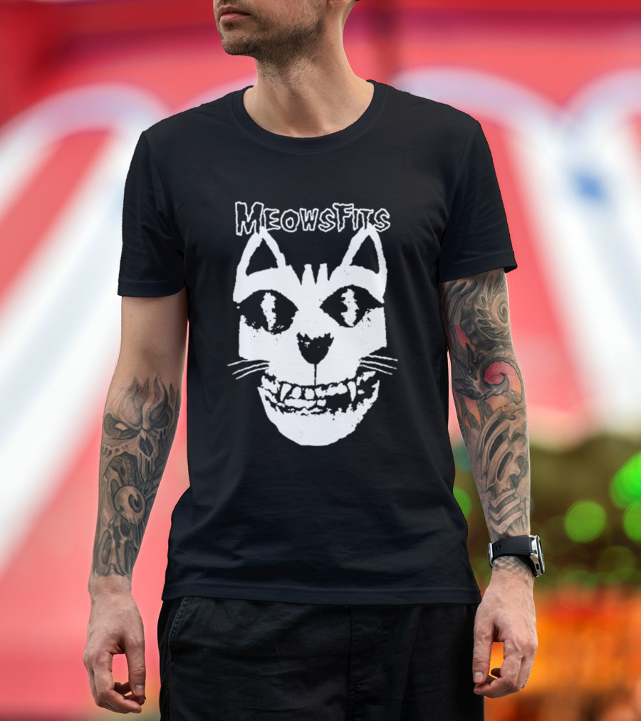 Meowsfits Grinning Cat Skull T-Shirt