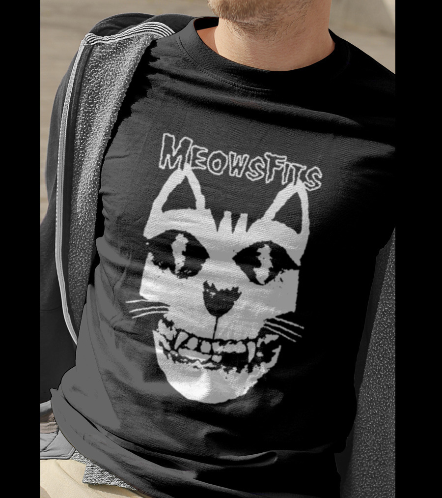 Meowsfits Grinning Cat Skull T-Shirt