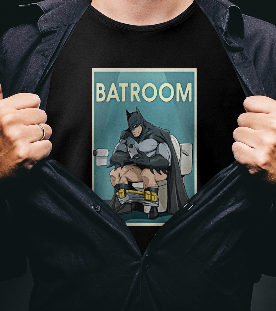 Batman Toilet Batroom Comic Panel T-Shirt