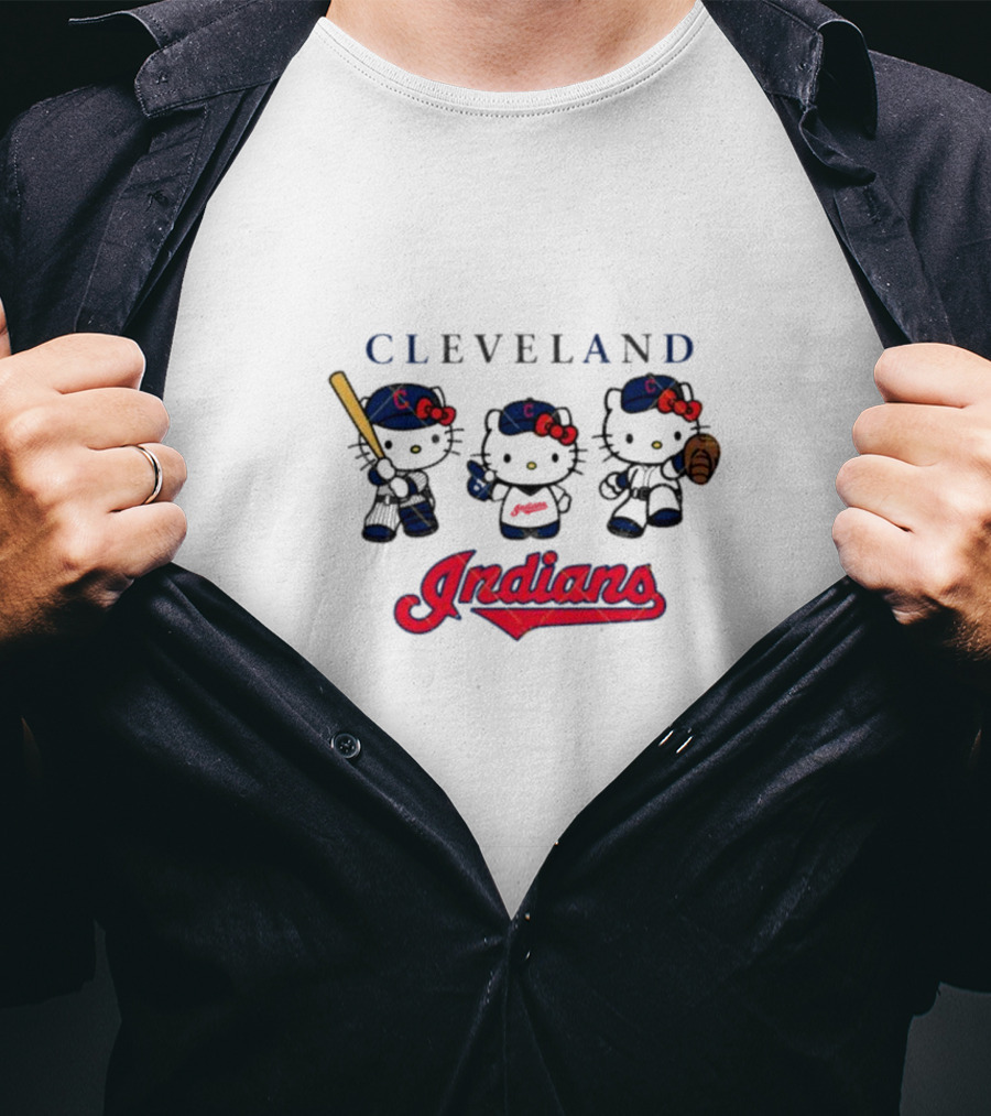 Hello Kitty Cleveland Indians Baseball Team Fans T-Shirt