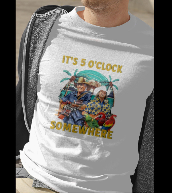 It's 5 O'Clock Somewhere Jimmy Buffett Paradise Scene T-Shirt