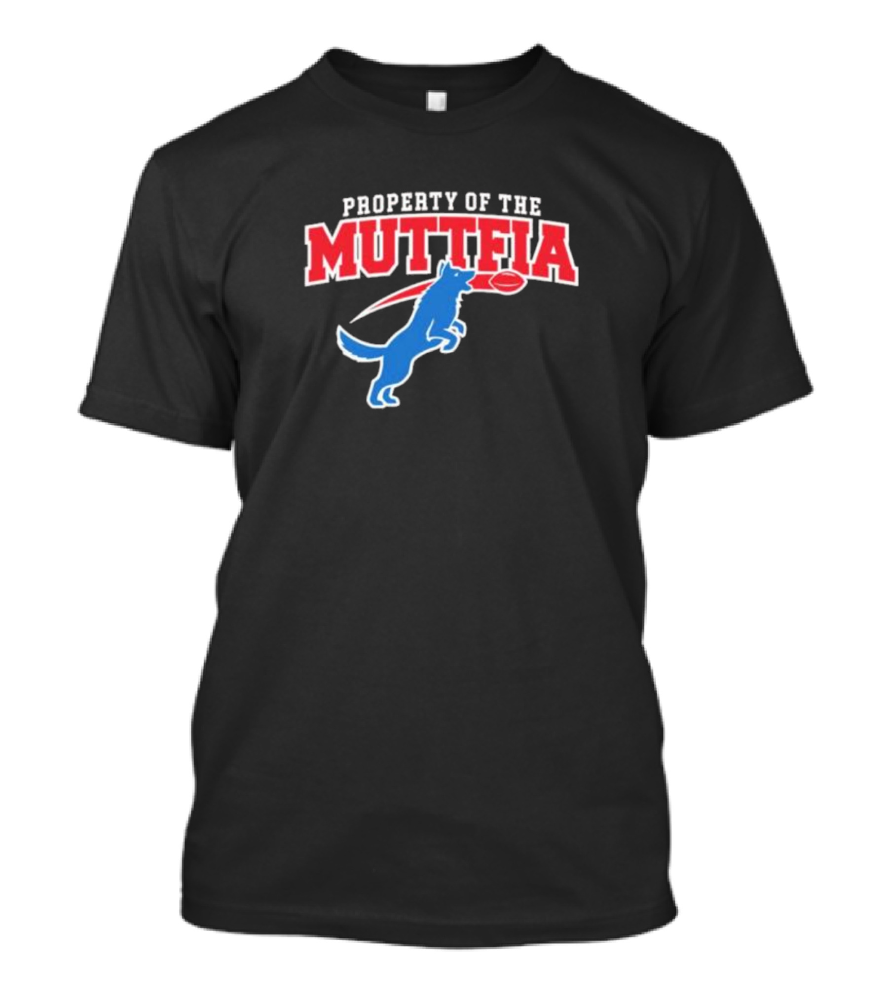 Property Of The Muttfia Blue Dog With Football T-Shirt